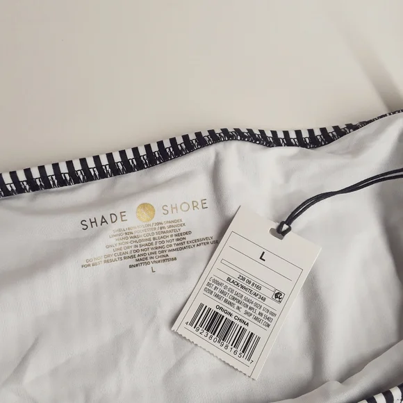 SHADE & SHORE Black White Stripe Large Bikini Bottom NWT - Picture 4 of 7